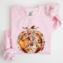 XXXL Light Pink Pumpkin Heart Love Thanksgiving Fall Autumn Halloween Floral Flower Seasonal Sweatshirt