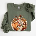 XL Military Green Pumpkin Heart Love Thanksgiving Fall Autumn Halloween Floral Flower Seasonal Sweatshirt