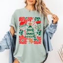 XXL Bay Light Sage Merry And Bright Candy Cane Tree Floral Christmas Theme Featuring Vintage Floral Accents Comfort Colors Tee