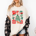 Large Ivory Cream Merry And Bright Candy Cane Tree Floral Christmas Theme Featuring Vintage Floral Accents Comfort Colors Tee