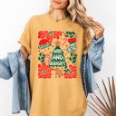 Small Mustard Merry And Bright Candy Cane Tree Floral Christmas Theme Featuring Vintage Floral Accents Comfort Colors Tee