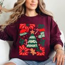 Merry And Bright Christmas Candy Cane Tree Floral Holiday Cheer Design Sweatshirt