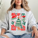 XL Ash Light Gray Merry And Bright Christmas Candy Cane Tree Floral Holiday Cheer Design Sweatshirt