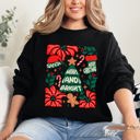 Small Black Merry And Bright Christmas Candy Cane Tree Floral Holiday Cheer Design Sweatshirt