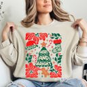 Medium Sand Merry And Bright Christmas Candy Cane Tree Floral Holiday Cheer Design Sweatshirt