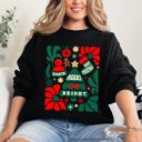 Small Black Merry And Bright Floral Ornament Tree Christmas Pattern With Festive Flowers Sweatshirt