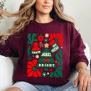XL Maroon Merry And Bright Floral Ornament Tree Christmas Pattern With Festive Flowers Sweatshirt