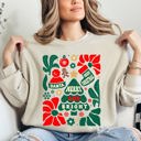 Small Sand Merry And Bright Floral Ornament Tree Christmas Pattern With Festive Flowers Sweatshirt
