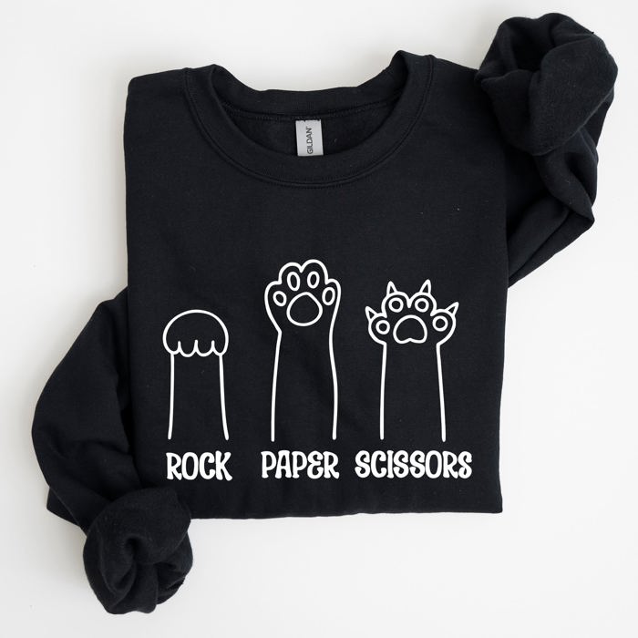 Rock Paper Scissors Cat Mom Feline Lover Pet Parent Cozy Feline Fan For Cat Lovers Sweatshirt