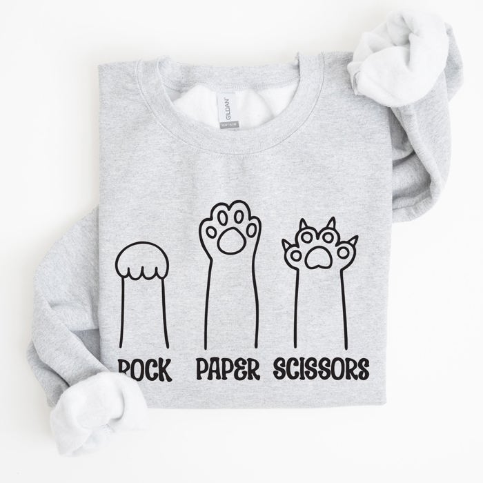 Rock Paper Scissors Cat Mom Feline Lover Pet Parent Cozy Feline Fan For Cat Lovers Sweatshirt