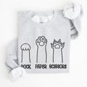 XL Ash Light Gray Rock Paper Scissors Cat Mom Feline Lover Pet Parent Cozy Feline Fan For Cat Lovers Sweatshirt