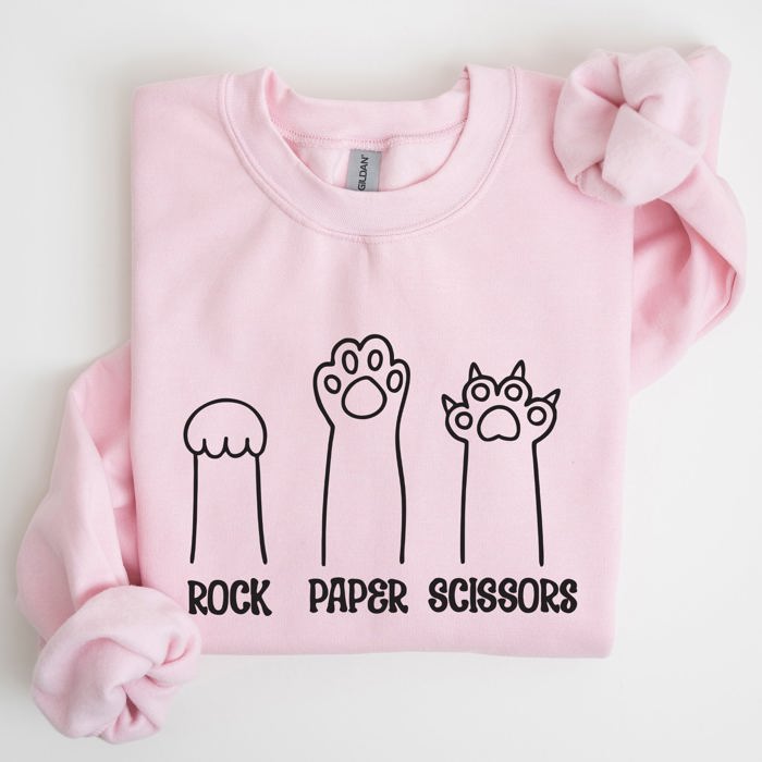 Rock Paper Scissors Cat Mom Feline Lover Pet Parent Cozy Feline Fan For Cat Lovers Sweatshirt
