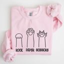 XL Light Pink Rock Paper Scissors Cat Mom Feline Lover Pet Parent Cozy Feline Fan For Cat Lovers Sweatshirt