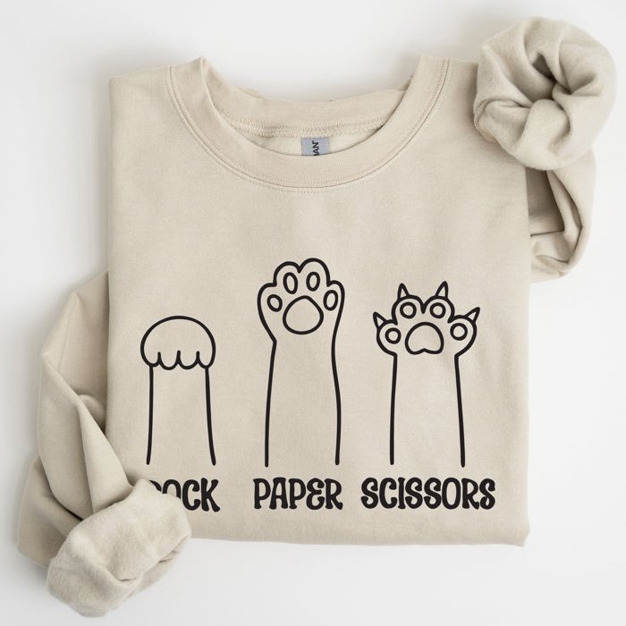 Rock Paper Scissors Cat Mom Feline Lover Pet Parent Cozy Feline Fan For Cat Lovers Sweatshirt