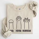 Large Sand Rock Paper Scissors Cat Mom Feline Lover Pet Parent Cozy Feline Fan For Cat Lovers Sweatshirt