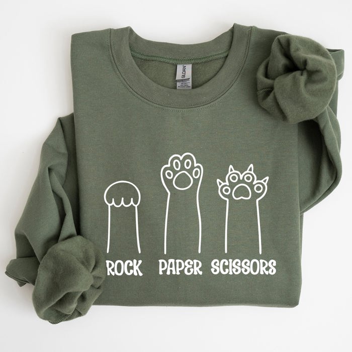 Rock Paper Scissors Cat Mom Feline Lover Pet Parent Cozy Feline Fan For Cat Lovers Sweatshirt