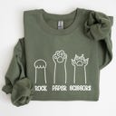 XL Military Green Rock Paper Scissors Cat Mom Feline Lover Pet Parent Cozy Feline Fan For Cat Lovers Sweatshirt