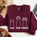 Large Maroon Rock Paper Scissors Cat Mom Feline Lover Pet Parent Cozy Feline Fan For Cat Lovers Sweatshirt