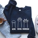 Large Navy Rock Paper Scissors Cat Mom Feline Lover Pet Parent Cozy Feline Fan For Cat Lovers Sweatshirt