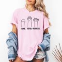XXXL Blossom Light Pink Rock Paper Scissors Cat Mom Feline Pet Artwork Graphic Illustration Comfort Colors Tee