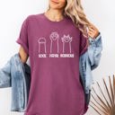 Medium Berry Red Rock Paper Scissors Cat Mom Feline Pet Artwork Graphic Illustration Comfort Colors Tee