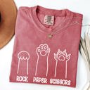 XXXL Crimson Red Rock Paper Scissors Cat Mom Feline Pet Artwork Graphic Illustration Comfort Colors Tee