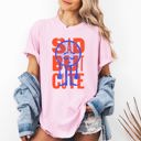Medium Blossom Light Pink Sad But Cute Mental Health Smiley Positivity Funny Sarcastic Witty Comfort Colors Tee