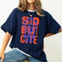 Large Navy Sad But Cute Mental Health Smiley Positivity Funny Sarcastic Witty Comfort Colors Tee