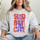 XXL Ash Light Gray Sad But Cute, Mental Health Smiley Positivity Funny Sarcastic Graphic Sweatshirt