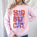 XXXL Light Pink Sad But Cute, Mental Health Smiley Positivity Funny Sarcastic Graphic Sweatshirt