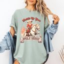 Small Bay Light Sage Saddle Up Your Jingle Horse Cowboy Cowgirl Christmas Carol Western Comfort Colors Tee