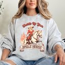 XXL Ash Light Gray Saddle Up Your Jingle Horse Cowboy Cowgirl Christmas Carol Western Holiday Edition Sweatshirt