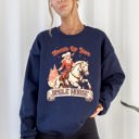 XXL Navy Saddle Up Your Jingle Horse Cowboy Cowgirl Christmas Carol Western Holiday Edition Sweatshirt