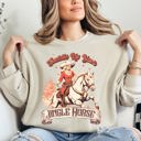 XXXL Sand Saddle Up Your Jingle Horse Cowboy Cowgirl Christmas Carol Western Holiday Edition Sweatshirt