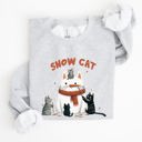 XL Ash Light Gray Snow Cat Snowman Cats Christmas Winter Festive Cozy Sweatshirt For Holiday Season