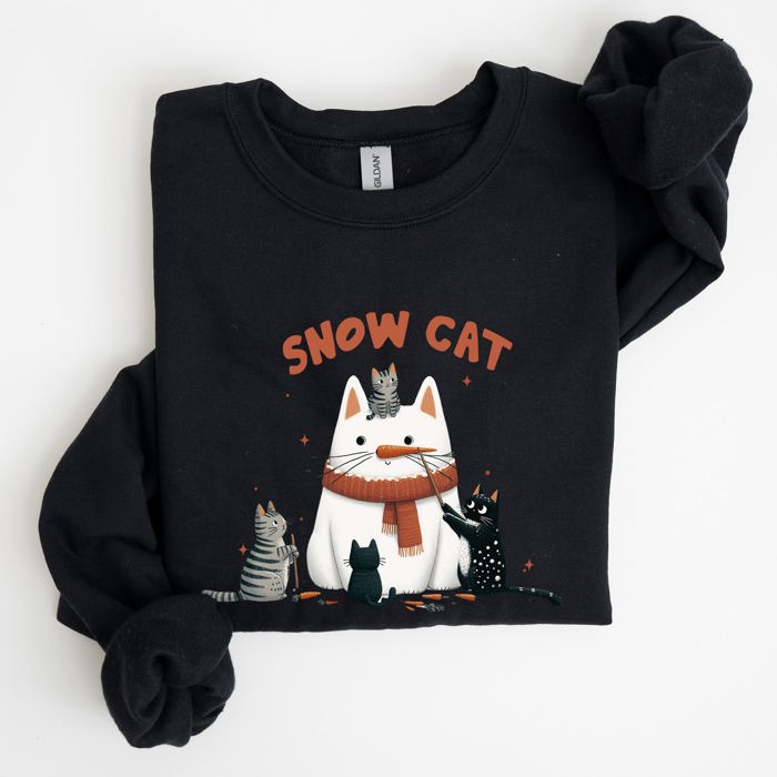 Snow Cat Snowman Cats Christmas Winter Festive Cozy Sweatshirt For Holiday Season