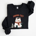 XXXL Black Snow Cat Snowman Cats Christmas Winter Festive Cozy Sweatshirt For Holiday Season