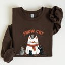 XXXL Dark Chocolate Snow Cat Snowman Cats Christmas Winter Festive Cozy Sweatshirt For Holiday Season