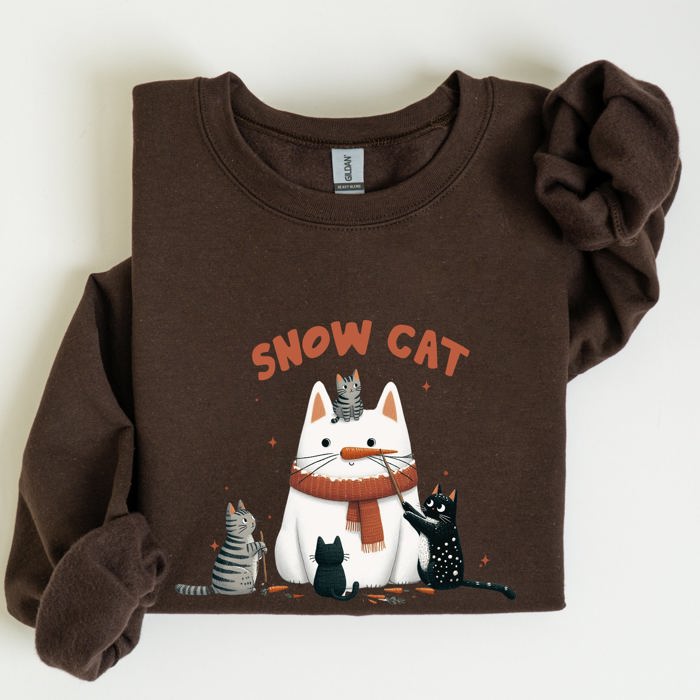 Snow Cat Snowman Cats Christmas Winter Festive Cozy Sweatshirt For Holiday Season