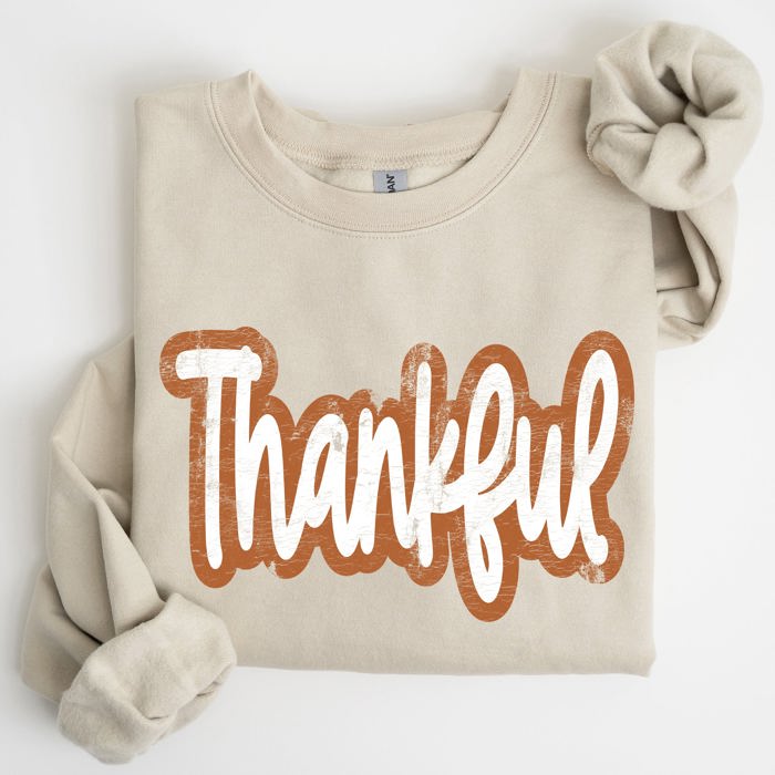 Thankful Thanksgiving Positivity Mental Health Vintage Wellness Message Sweatshirt