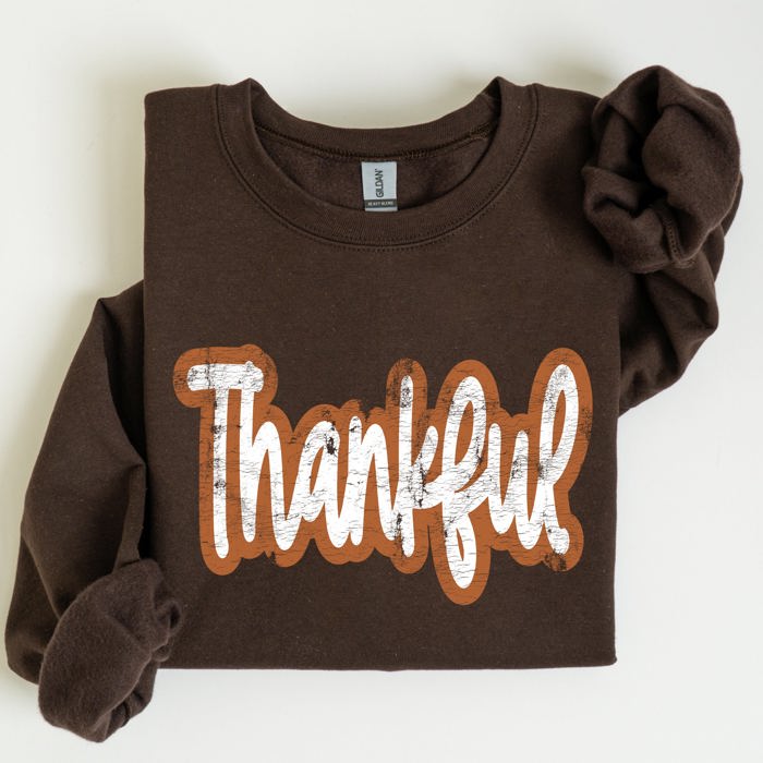 Thankful Thanksgiving Positivity Mental Health Vintage Wellness Message Sweatshirt
