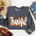XXL Dark Gray Heather Thankful Thanksgiving Positivity Mental Health Vintage Wellness Message Sweatshirt