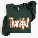 Large Forest Green Thankful Thanksgiving Positivity Mental Health Vintage Wellness Message Sweatshirt