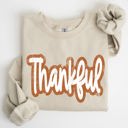 XL Sand Thankful Thanksgiving Positivity Mental Health Vintage Wellness Message Sweatshirt