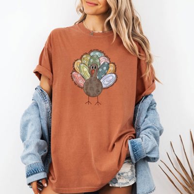 Thanksgiving Turkey Autumn Words Classic Heritage Cozy Vintage Comfort Colors Tee