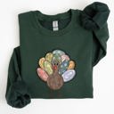 Small Forest Green Thanksgiving Turkey Autumn Words Saying And Festive Phrases Collection Sweatshirt