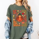  Thanksgiving Turkey With Floral Bouquet Boho Botanical Autumn Harvest Design Comfort Colors Tee