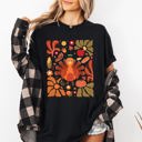 XL Black Thanksgiving Turkey With Floral Bouquet Boho Botanical Autumn Harvest Design Comfort Colors Tee