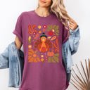 XXL Berry Red Thanksgiving Turkey With Floral Bouquet Boho Botanical Autumn Harvest Design Comfort Colors Tee