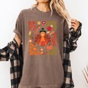 XL Espresso Brown Thanksgiving Turkey With Floral Bouquet Boho Botanical Autumn Harvest Design Comfort Colors Tee